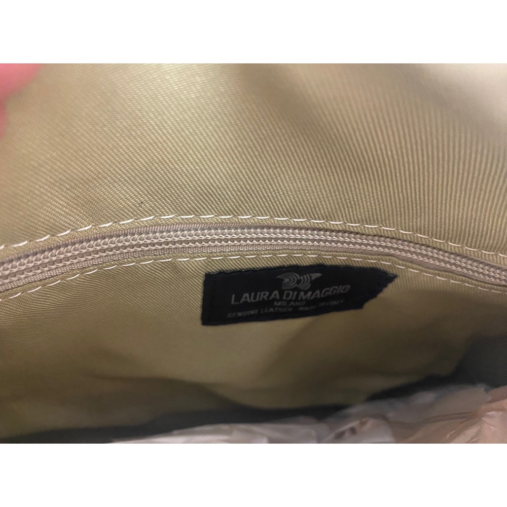 Laura Di Maggio Cappuccino Leather Satchel Crossbody Bag New zipper Minimalist, - Picture 5 of 7